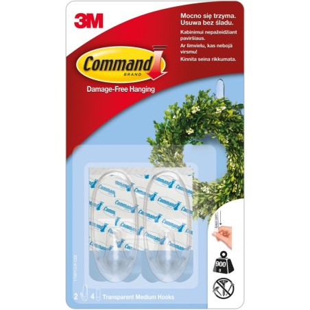 COMMAND 3M PRZEŹROCZYSTE HACZYKI ŚREDNIE 2SZT 17091