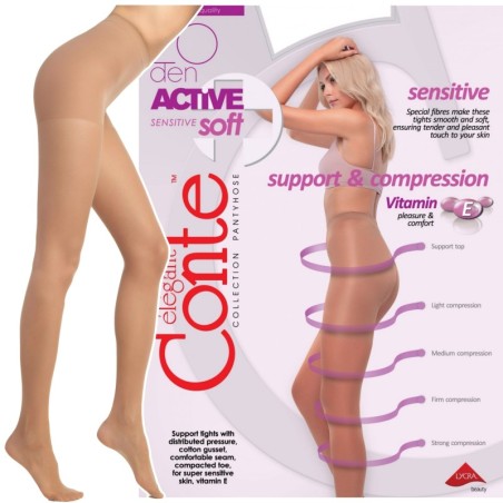 RAJSTOPY WYSZCUPLAJACE CONTE 20 DEN ACTIVE SOFT R3 NATURAL