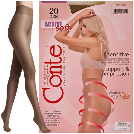 RAJSTOPY WYSZCUPLAJACE CONTE 20 DEN ACTIVE SOFT R4 GRAFIT