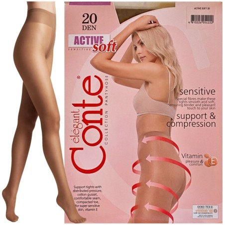 RAJSTOPY WYSZCUPLAJACE CONTE 20 DEN ACTIVE SOFT R4 NATURAL