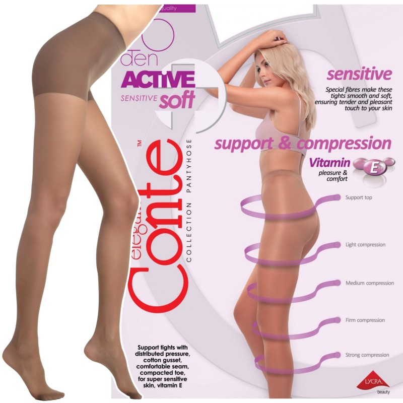 RAJSTOPY WYSZCUPLAJACE CONTE 20 DEN ACTIVE SOFT R4 MOCCA