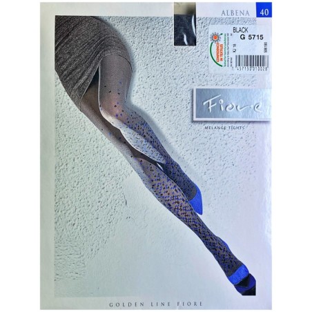 ALBENA Rajstopy Wzory FIORE MELANGE 40 DEN R2 BLACK