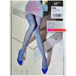 BONA Rajstopy Wzory FIORE 3D 60 DEN R2 LIGHT GREY