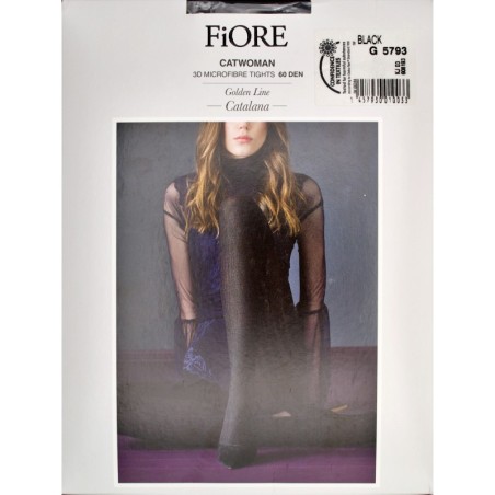 CATWOMAN Rajstopy Wzory FIORE 3D 60 DEN R3 BLACK