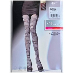 CLARISSA Rajstopy Wzory FIORE 40 DEN R2 LIGHT GREY