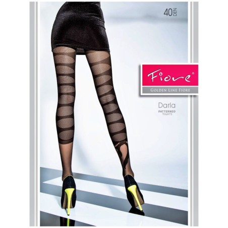 DARLA Rajstopy Wzory FIORE 40 DEN R3 BLACK