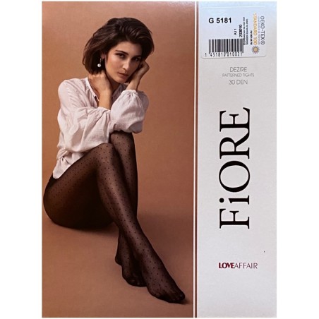 DEZIRE Rajstopy w kropki Wzory FIORE 30 den R4 BLACK