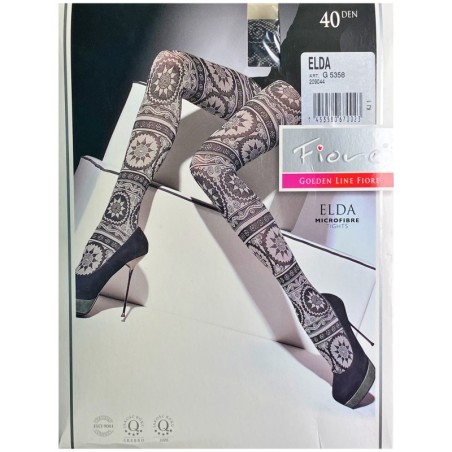 ELDA Rajstopy Wzory FIORE 40 DEN R3 LIGHT GREY