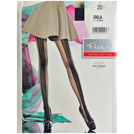 EMILIA  Rajstopy Wzory FIORE 20 DEN R3 NATURAL