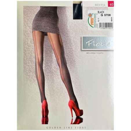 HESTIA  Rajstopy Wzory FIORE 40 DEN R4 BLACK