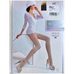 HOLLY Rajstopy Wzory FIORE 3D 60 DEN R3 LINEN