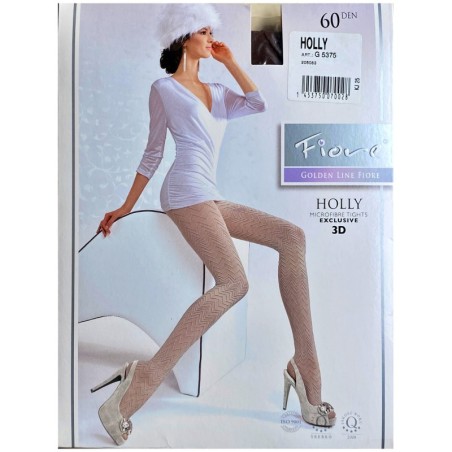 HOLLY Rajstopy Wzory FIORE 3D 60 DEN R3 LINEN