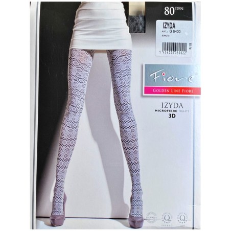 IZYDA Rajstopy Wzory FIORE 3D 80 DEN R2 WHITE