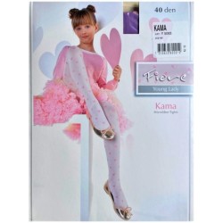 KAMA Rajstopy Wzory FIORE serduszka dziewczece R1 LIGHT GREY