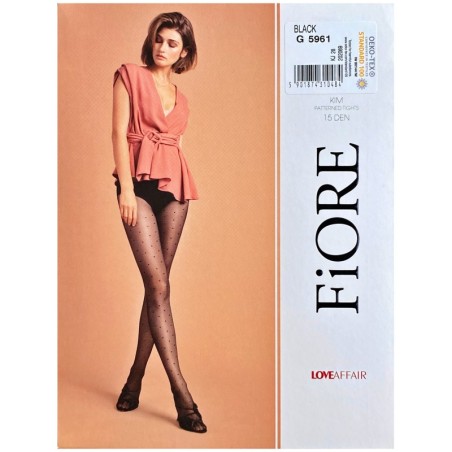 KIM Rajstopy Wzory FIORE kropki 15 den R5 BLACK