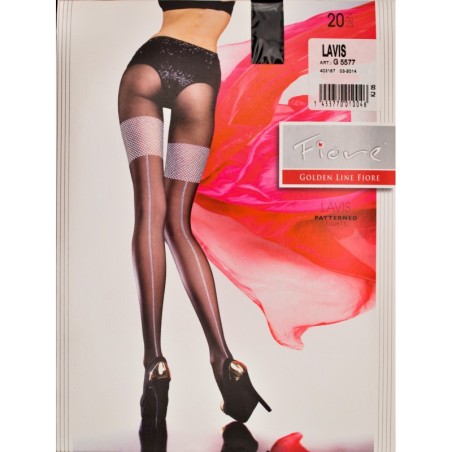 LAVIS Rajstopy Wzory FIORE 20 DEN R3 BLACK