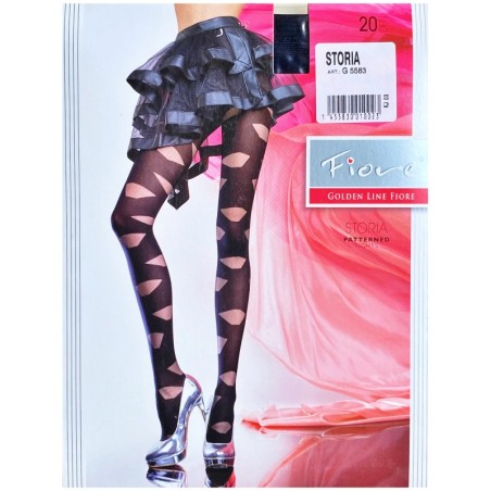 STORIA  Rajstopy Wzory FIORE 20 DEN R2 BLACK