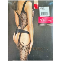 VENUS Rajstopy Wzory FIORE Body Koronka R3 BLACK