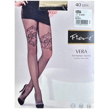 VERA Rajstopy Wzory FIORE 40 Den R2 BLACK