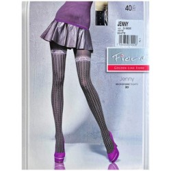JENNY Rajstopy Wzory FIORE 40 DEN 3D R3 WHITE