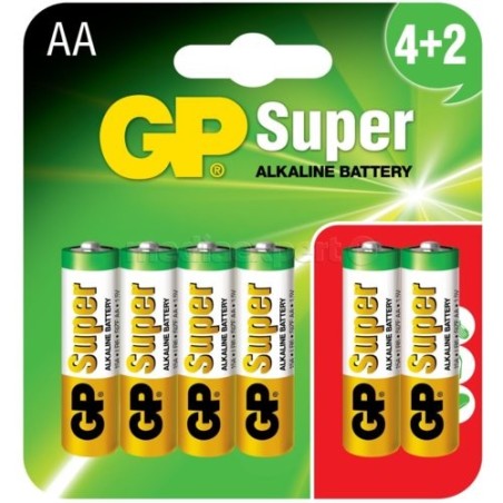Baterie GP Super Alkaline LR06 AA 1,5V - 6 sztuk