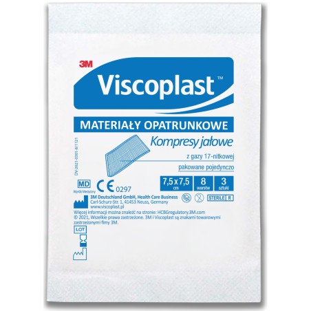 VISCOPLAST kompresy jalowe 7.5*7.5